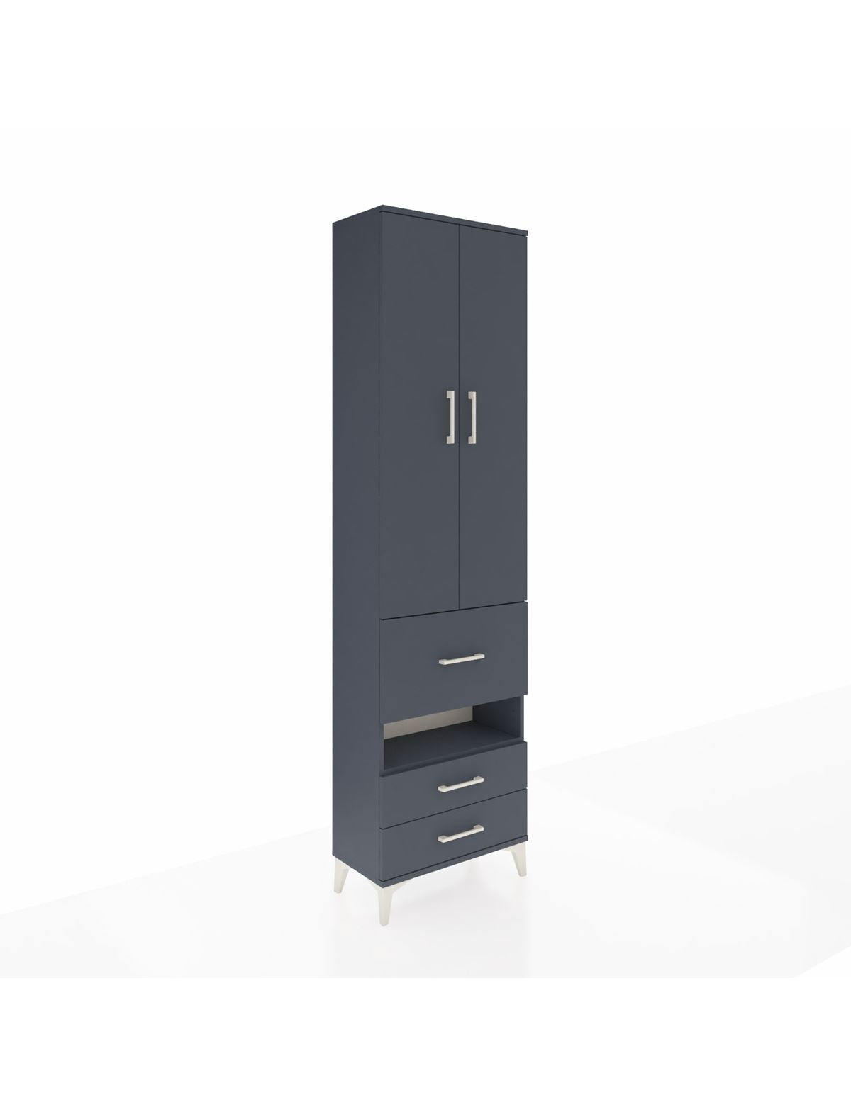 Arges Dolap 4 Raflı 3 Çekmeceli 2 Kapaklı 60x30x221 Antrasit-Antrasit