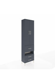 Arges Dolap 4 Raflı 3 Çekmeceli 2 Kapaklı 60x30x221 Antrasit-Antrasit