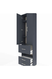Arges Dolap 4 Raflı 3 Çekmeceli 2 Kapaklı 60x30x221 Antrasit-Antrasit