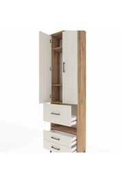 Arges Dolap 4 Raflı 3 Çekmeceli 2 Kapaklı 60x30x221 Çam-Aytaşı