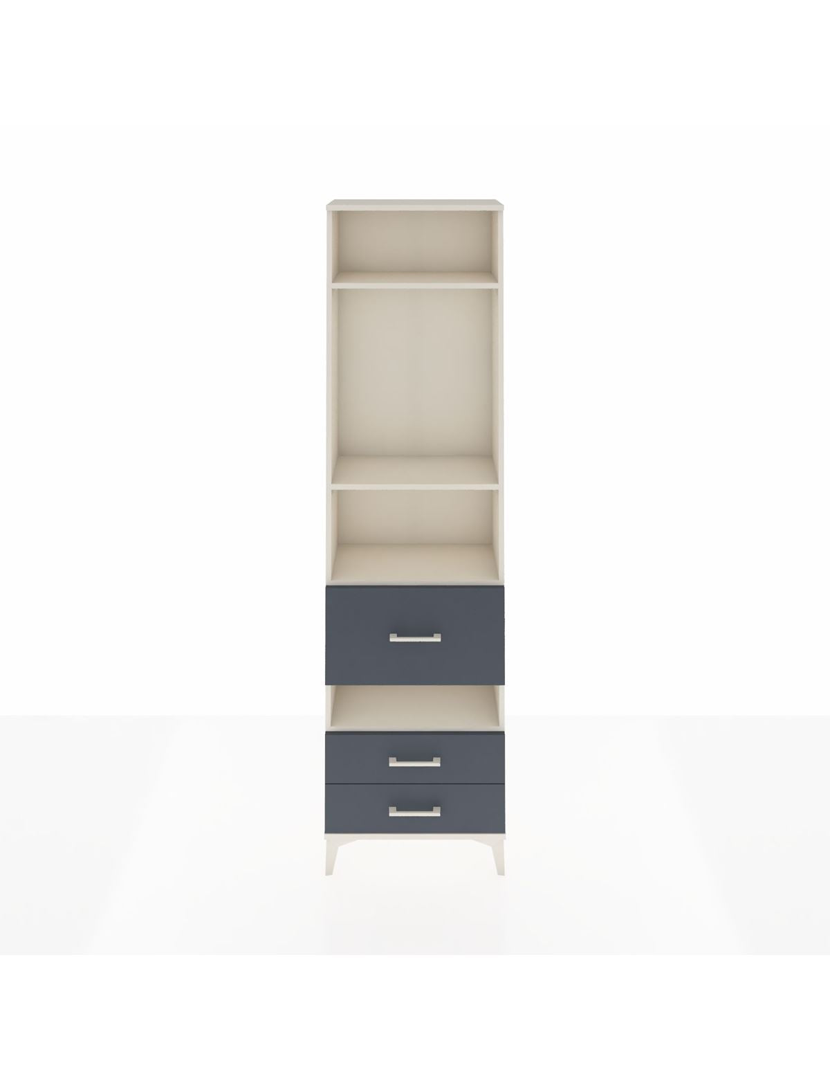 Arges Dolap 4 Raflı 3 Çekmeceli 60x30x221 Aytaşı-Antrasit