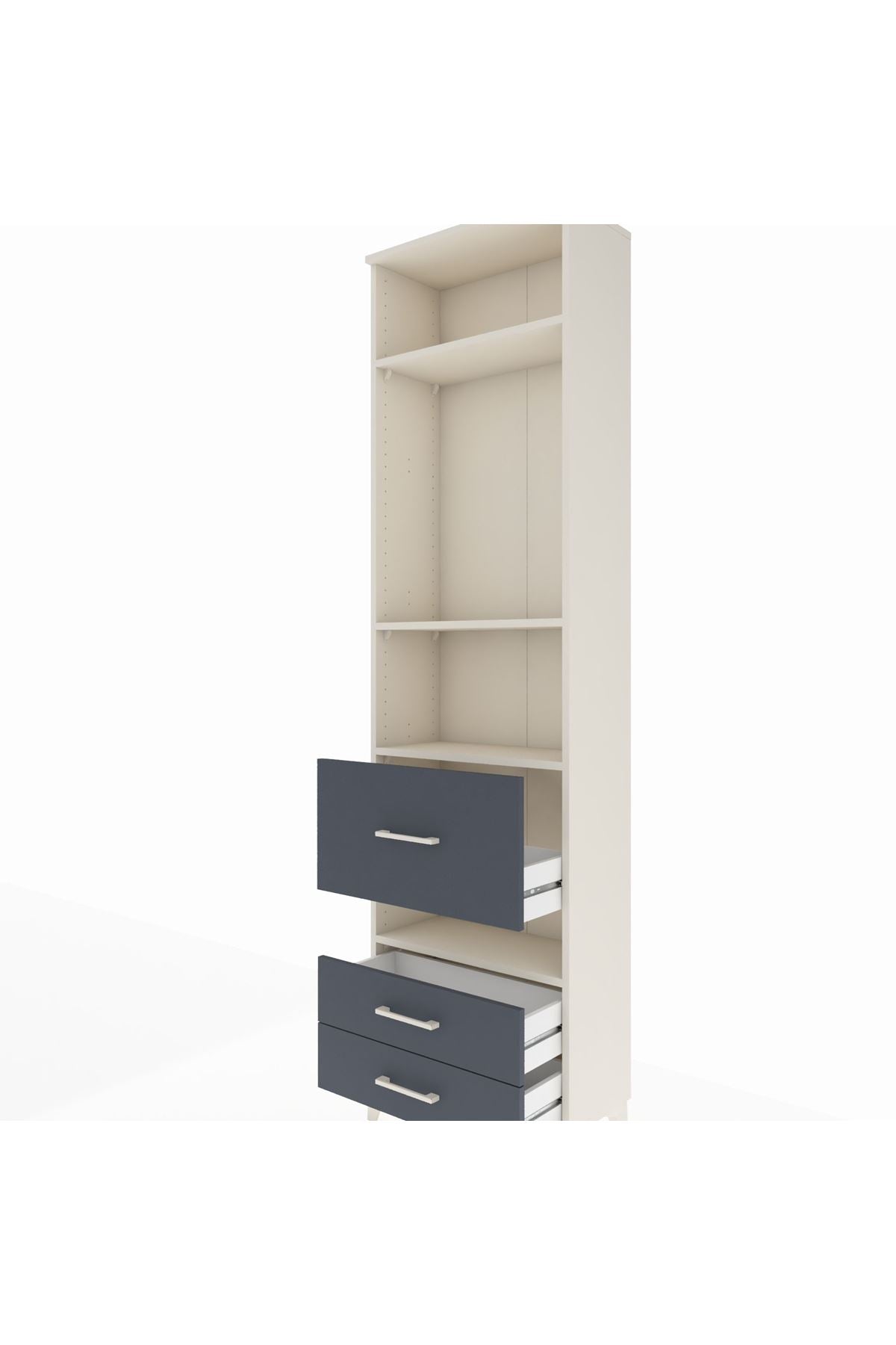 Arges Dolap 4 Raflı 3 Çekmeceli 60x30x221 Aytaşı-Antrasit