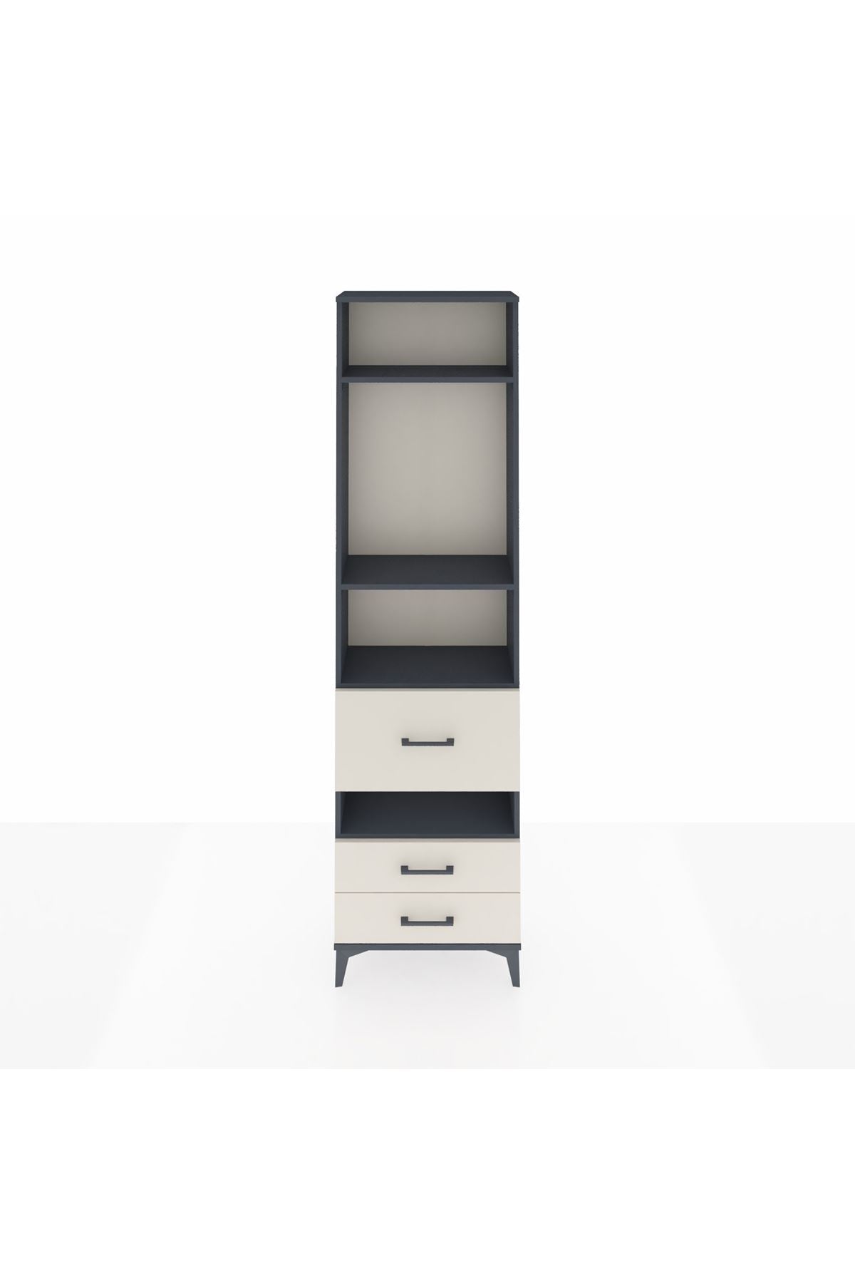 Arges Dolap 4 Raflı 3 Çekmeceli 60x30x221 Antrasit-Aytaşı