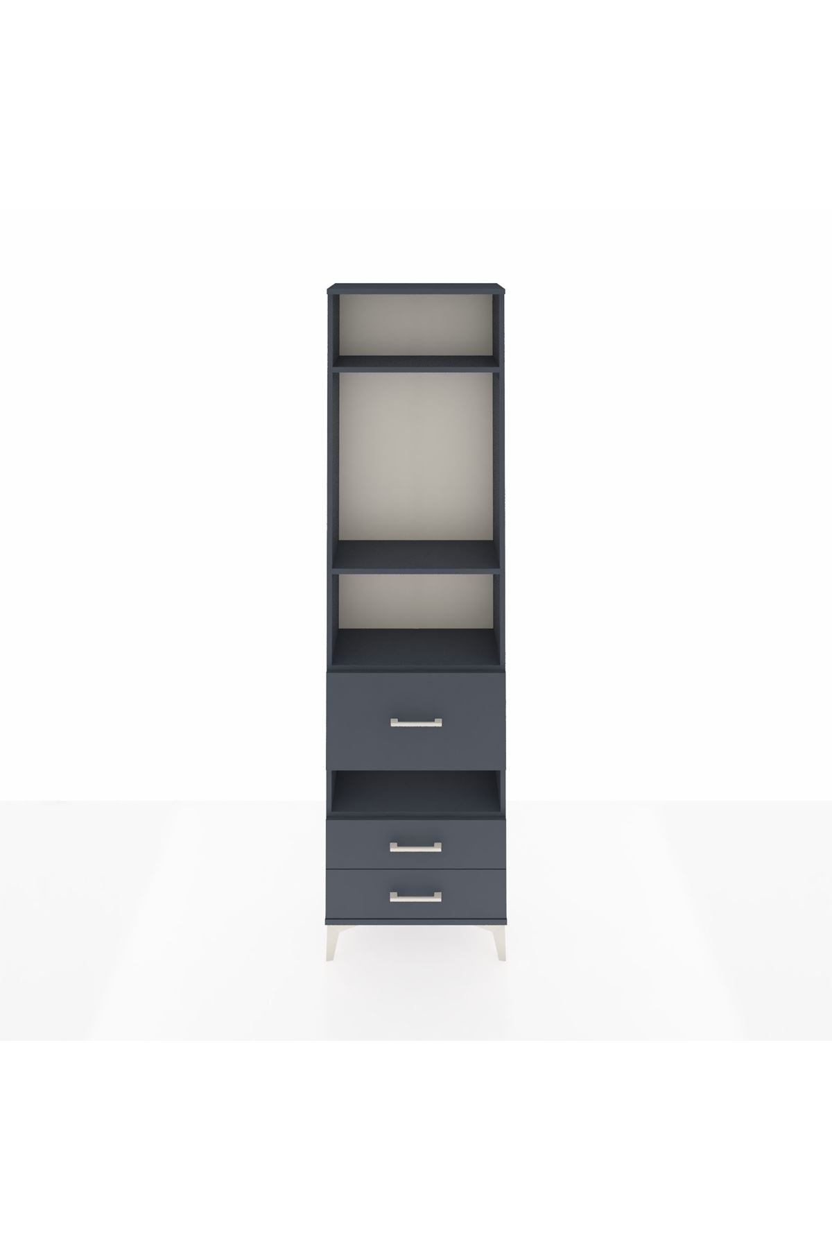 Arges Dolap 4 Raflı 3 Çekmeceli 60x30x221 Antrasit-Antrasit