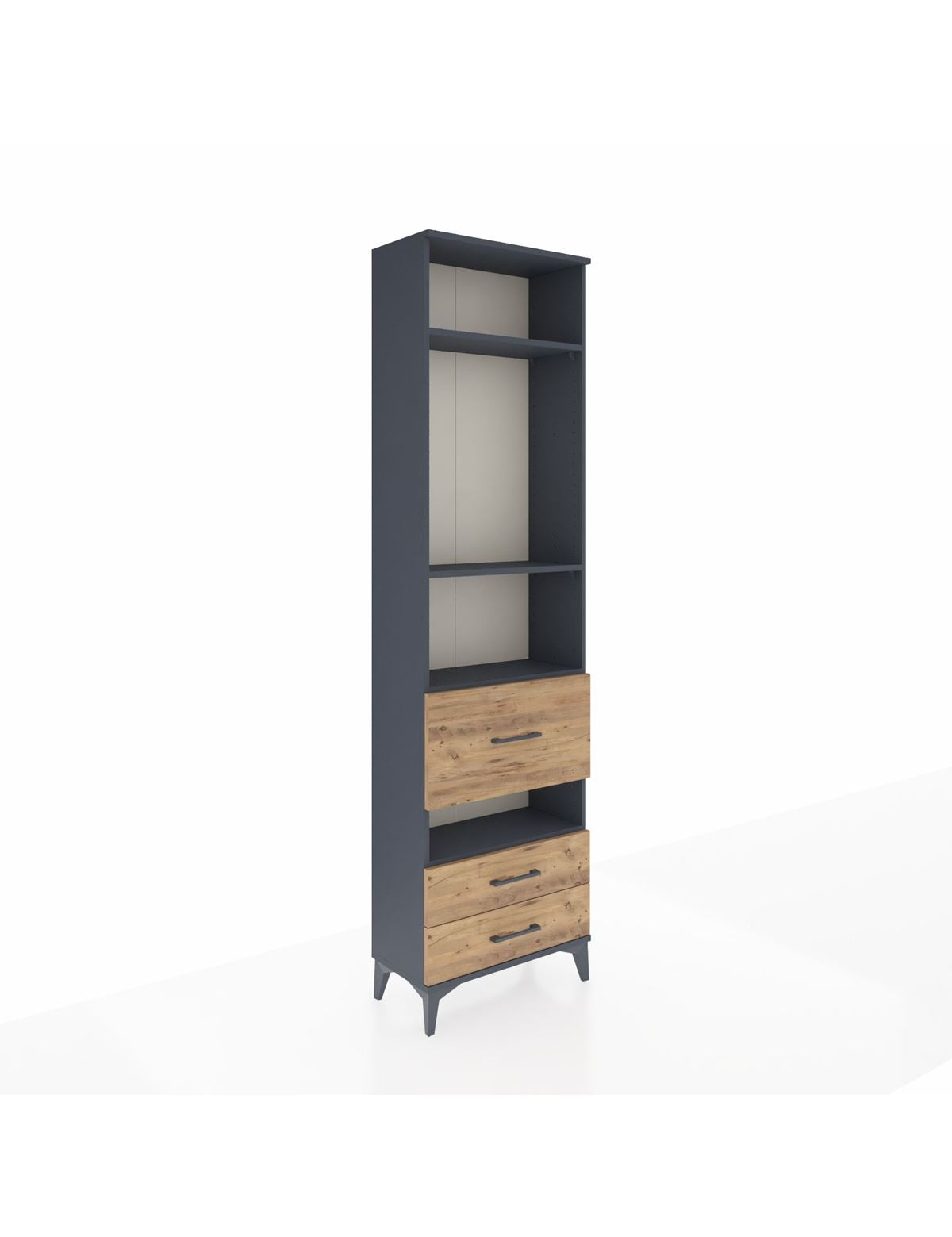 Arges Dolap 4 Raflı 3 Çekmeceli 60x30x221 Antrasit-Çam