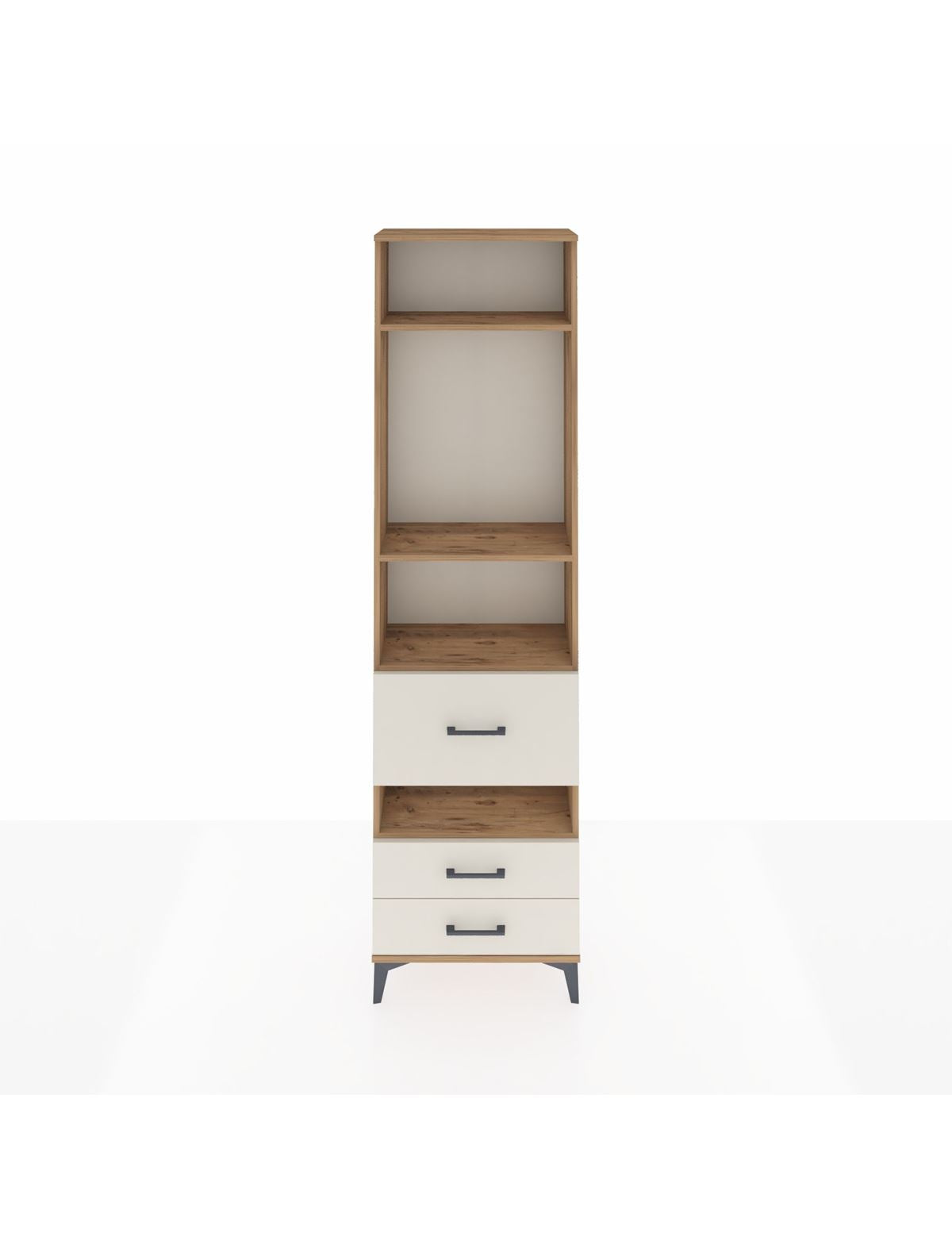 Arges Dolap 4 Raflı 3 Çekmeceli 60x30x221 Çam-Aytaşı