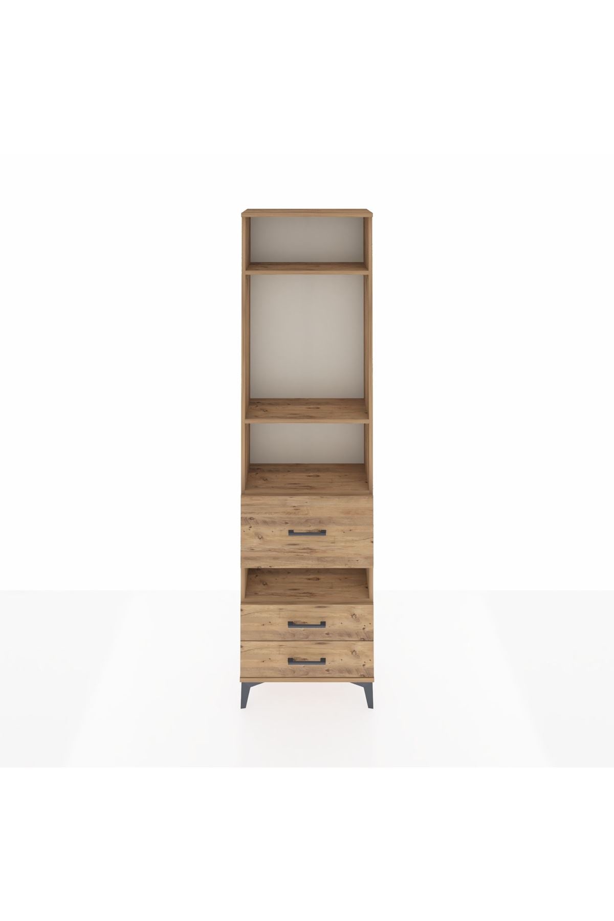 Arges Dolap 4 Raflı 3 Çekmeceli 60x30x221 Çam-Çam