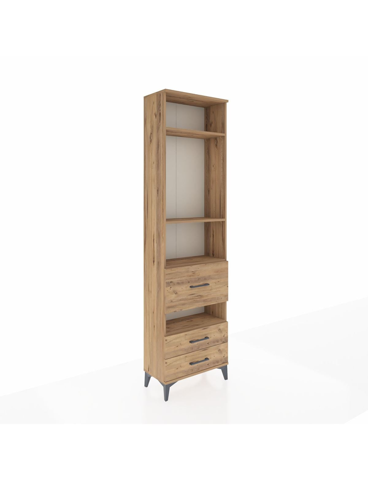 Arges Dolap 4 Raflı 3 Çekmeceli 60x30x221 Çam-Çam