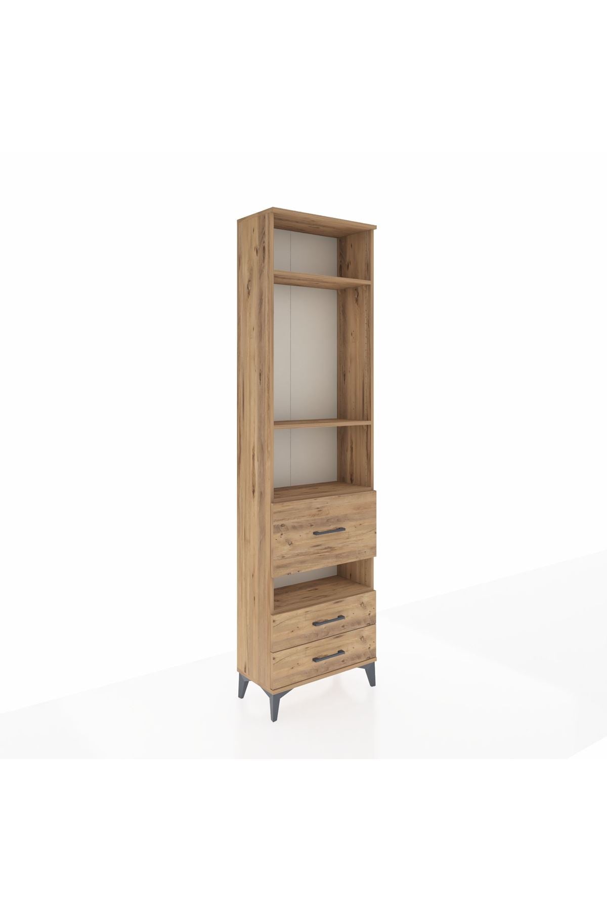 Arges Dolap 4 Raflı 3 Çekmeceli 60x30x221 Çam-Çam