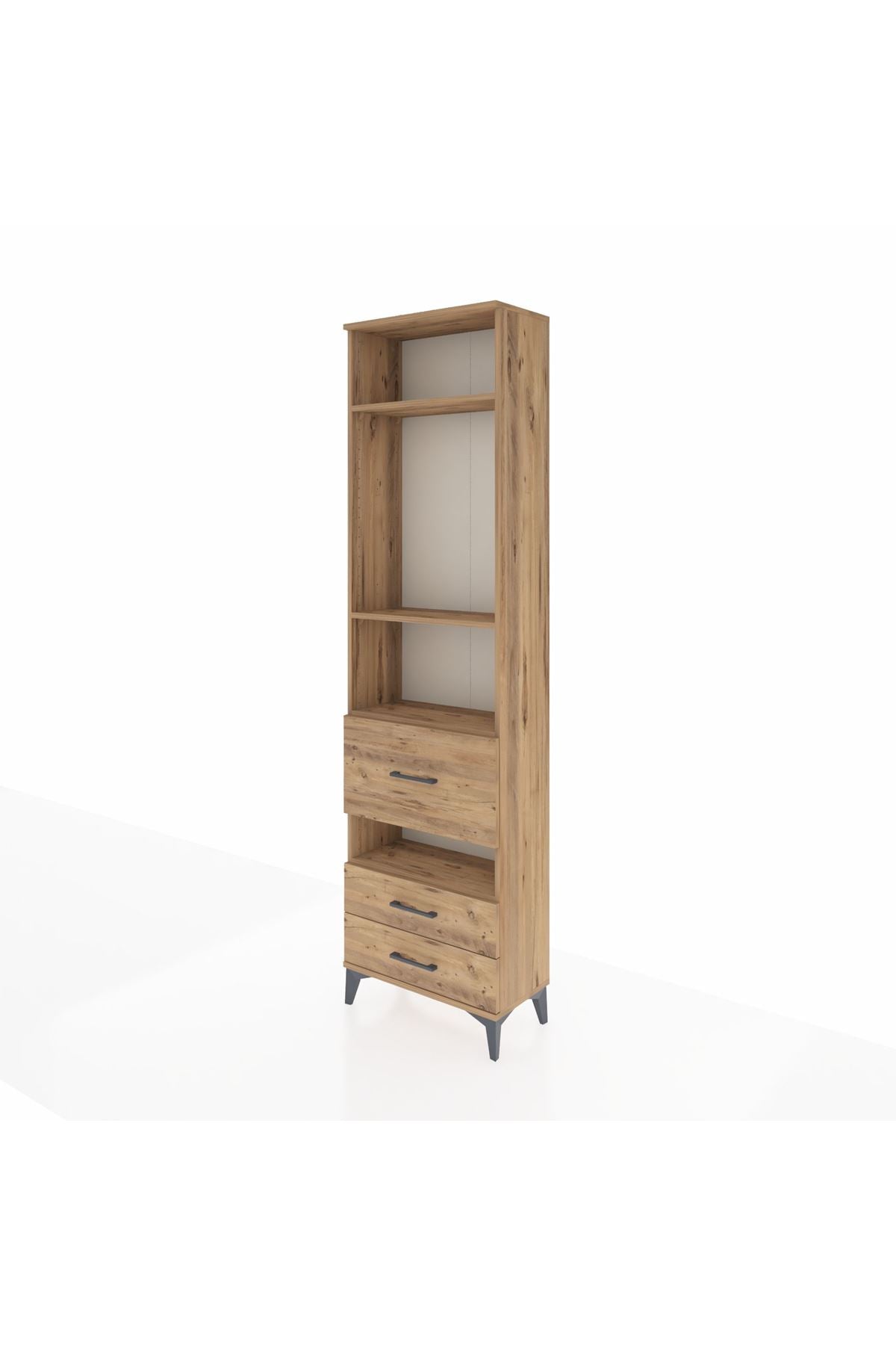 Arges Dolap 4 Raflı 3 Çekmeceli 60x30x221 Çam-Çam