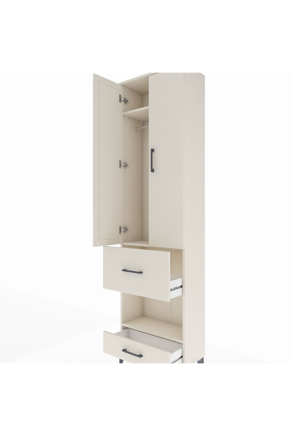 Arges Dolap 3 Raflı 2 Çekmeceli Tek Askılı 60x30x221 Aytaşı-Aytaşı