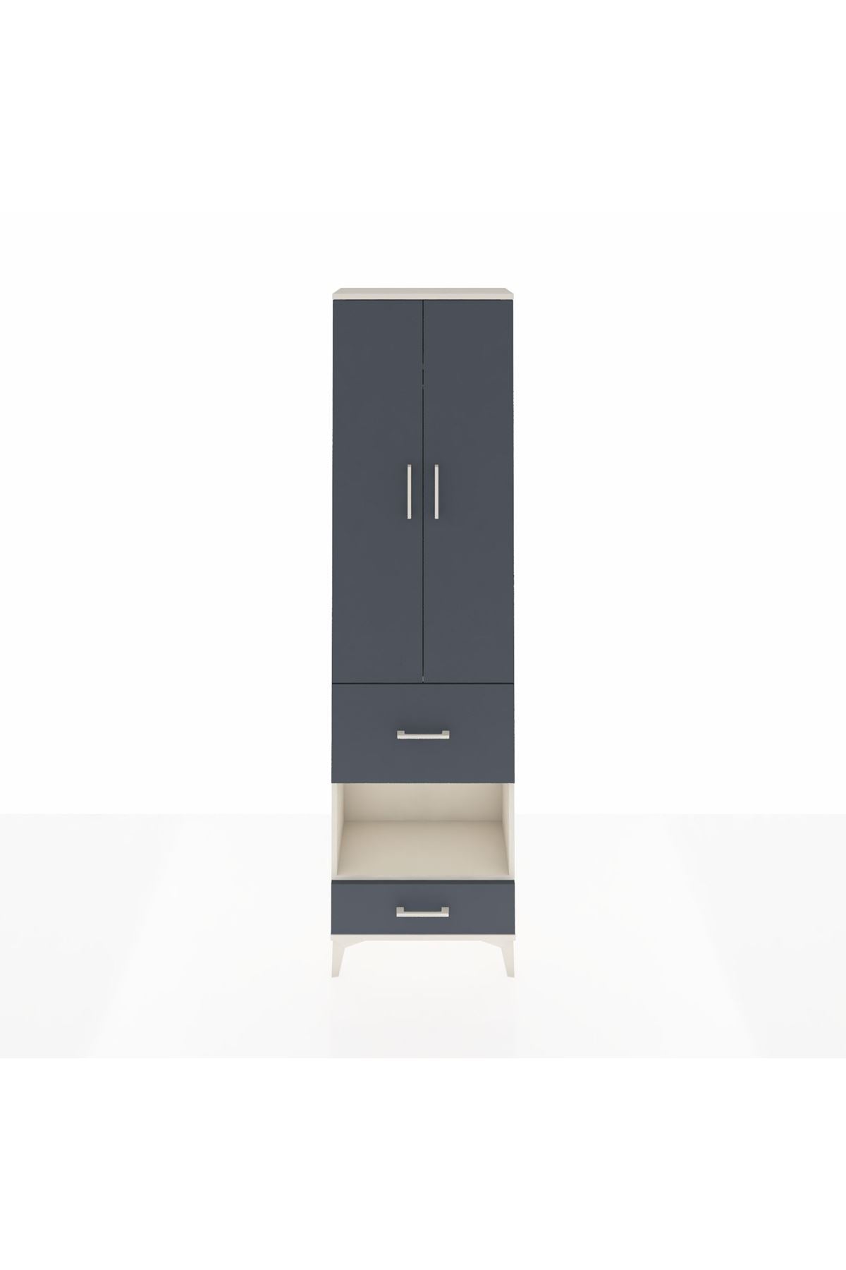 Arges Dolap 3 Raflı 2 Çekmeceli Tek Askılı 60x30x221 Aytaşı-Antrasit