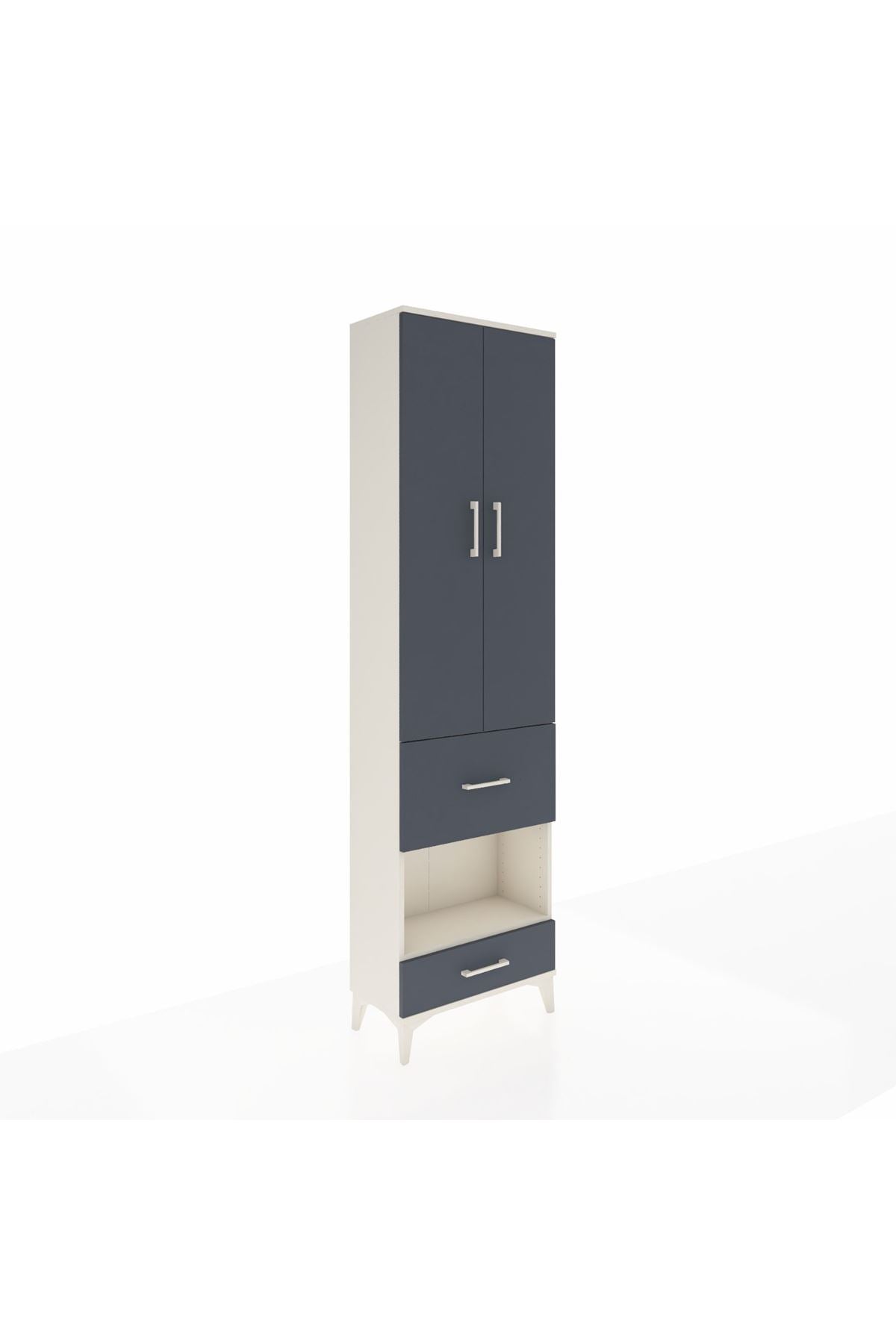 Arges Dolap 3 Raflı 2 Çekmeceli Tek Askılı 60x30x221 Aytaşı-Antrasit