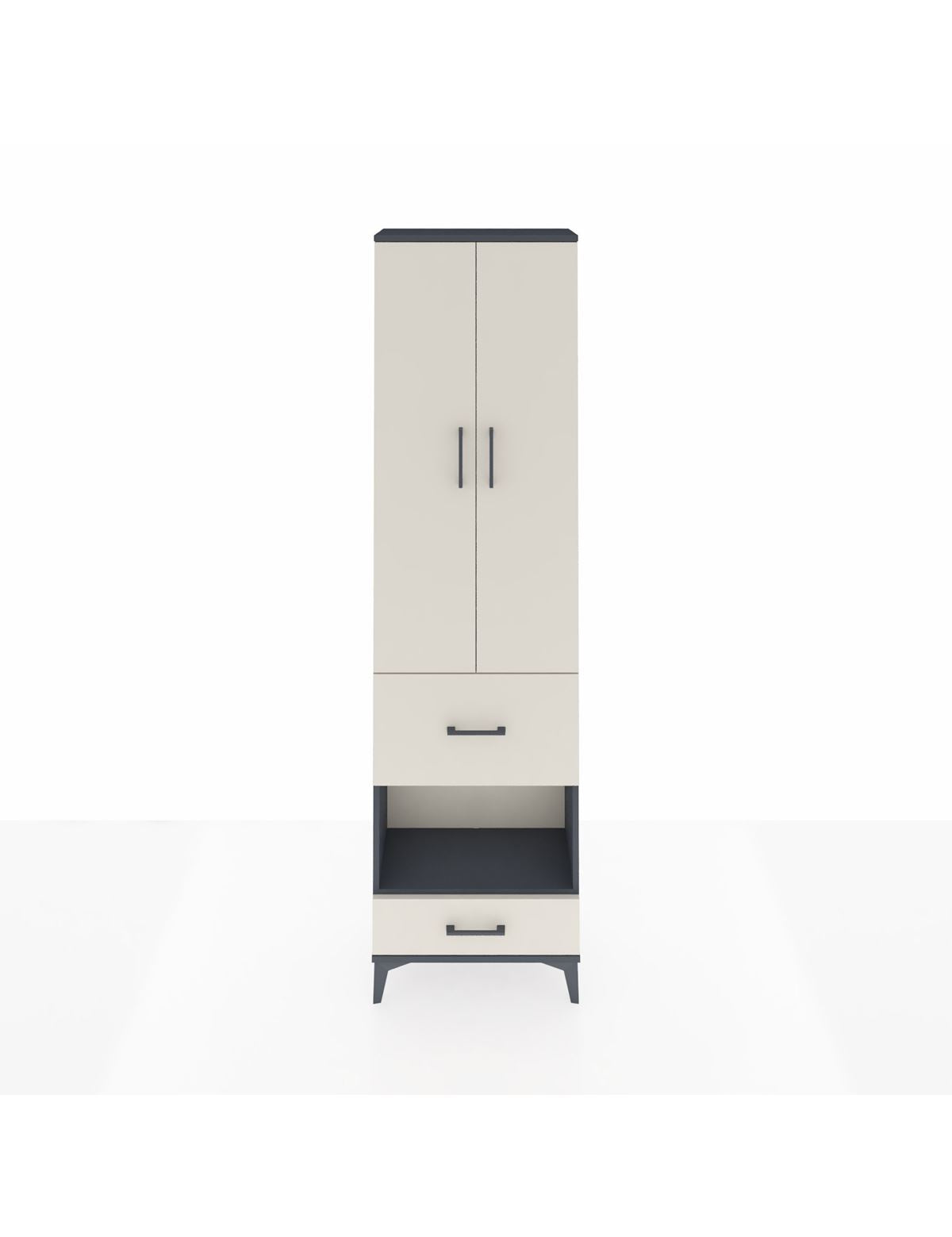 Arges Dolap 3 Raflı 2 Çekmeceli Tek Askılı 60x30x221 Antrasit-Aytaşı