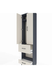 Arges Dolap 3 Raflı 2 Çekmeceli Tek Askılı 60x30x221 Antrasit-Aytaşı