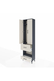 Arges Dolap 3 Raflı 2 Çekmeceli Tek Askılı 60x30x221 Antrasit-Aytaşı