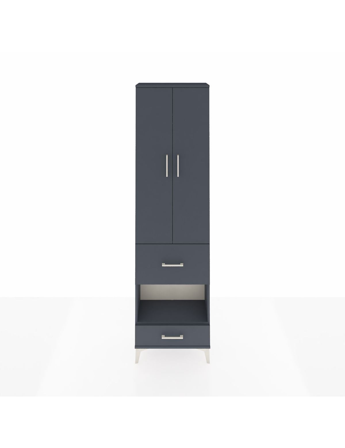 Arges Dolap 3 Raflı 2 Çekmeceli Tek Askılı 60x30x221 Antrasit-Antrasit