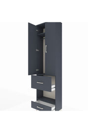 Arges Dolap 3 Raflı 2 Çekmeceli Tek Askılı 60x30x221 Antrasit-Antrasit