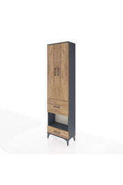 Arges Dolap 3 Raflı 2 Çekmeceli Tek Askılı 60x30x221 Antrasit-Çam