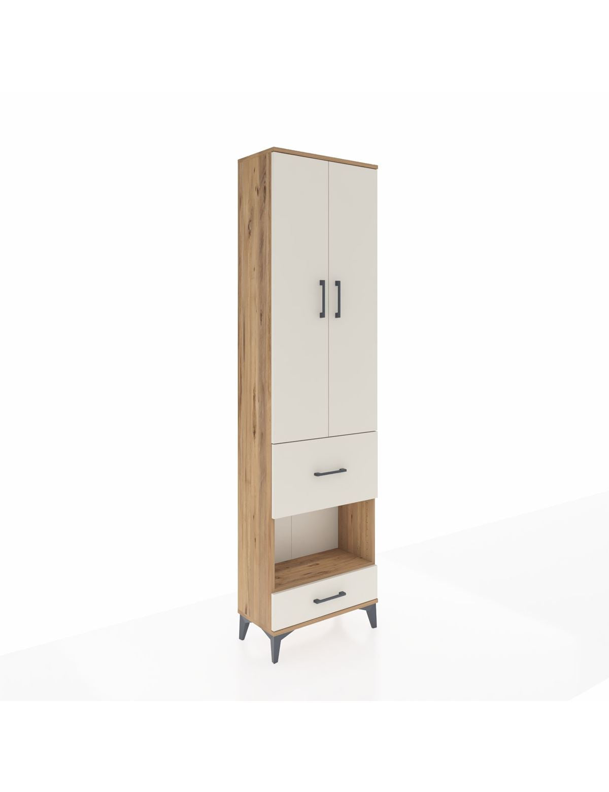 Arges Dolap 3 Raflı 2 Çekmeceli Tek Askılı 60x30x221 Çam-Aytaşı