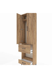 Arges Dolap 3 Raflı 2 Çekmeceli Tek Askılı 60x30x221 Çam-Çam