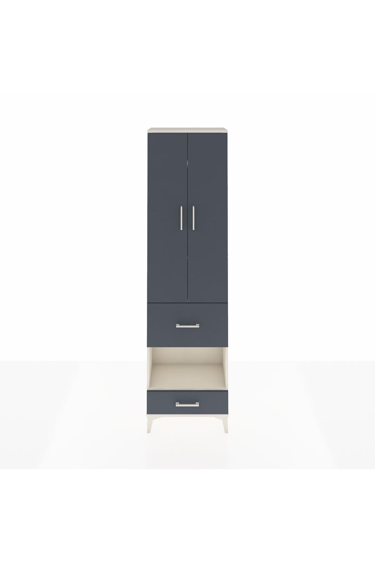 Arges Dolap 4 Raflı 2 Çekmeceli 2 Kapaklı 60x30x221 Aytaşı-Antrasit