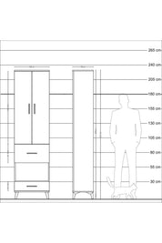 Arges Dolap 4 Raflı 2 Çekmeceli 2 Kapaklı 60x30x221 Aytaşı-Antrasit