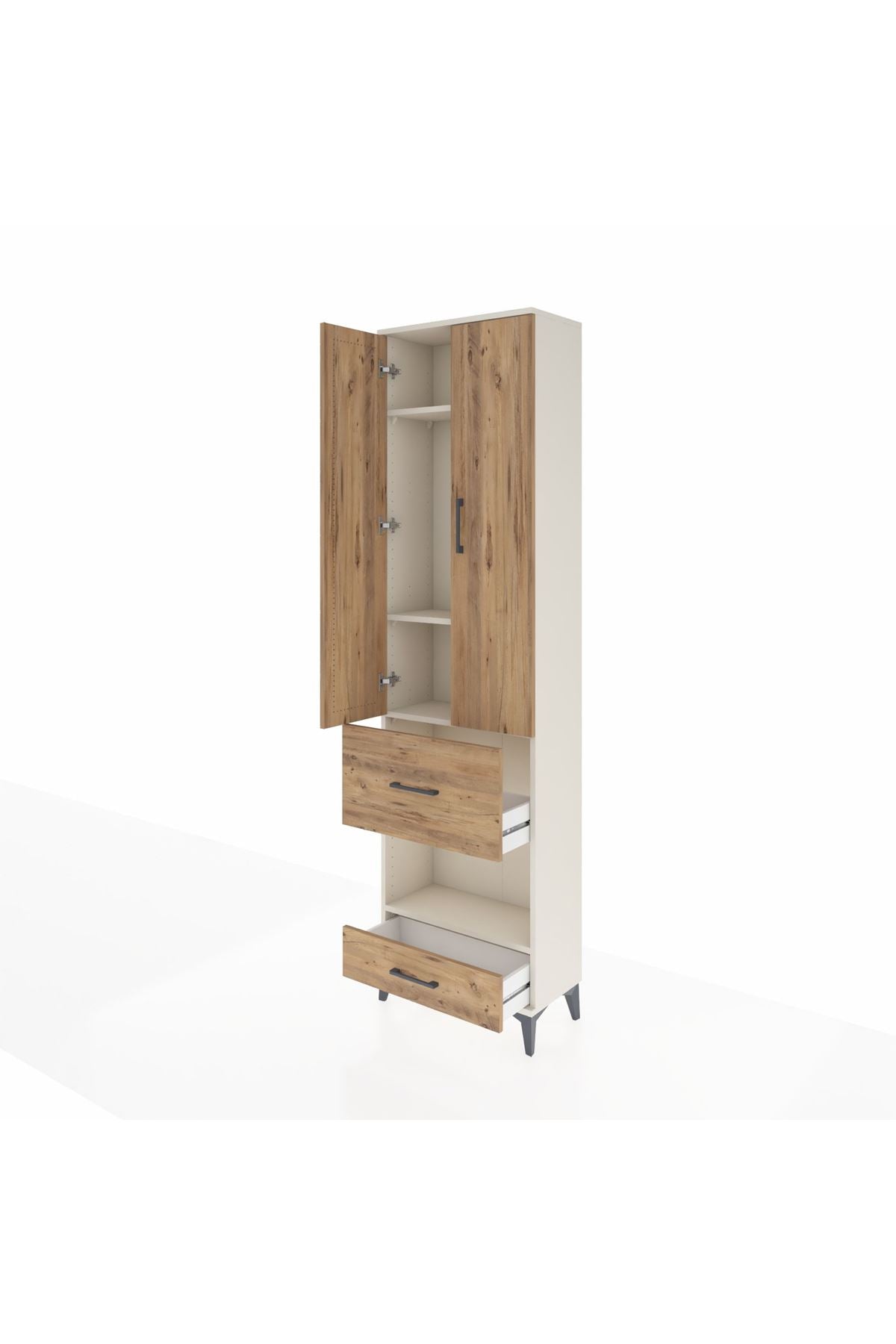 Arges Dolap 4 Raflı 2 Çekmeceli 2 Kapaklı 60x30x221 Aytaşı-Çam