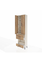 Arges Dolap 4 Raflı 2 Çekmeceli 2 Kapaklı 60x30x221 Aytaşı-Çam