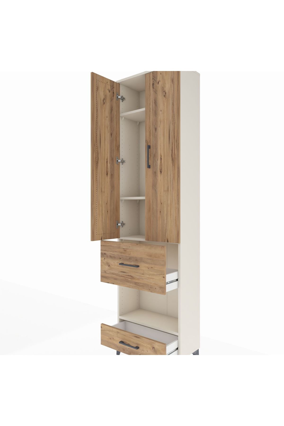 Arges Dolap 4 Raflı 2 Çekmeceli 2 Kapaklı 60x30x221 Aytaşı-Çam