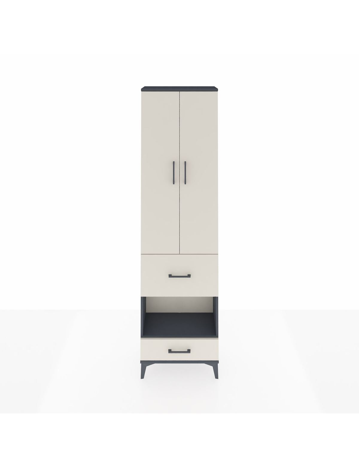 Arges Dolap 4 Raflı 2 Çekmeceli 2 Kapaklı 60x30x221 Antrasit-Aytaşı