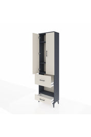 Arges Dolap 4 Raflı 2 Çekmeceli 2 Kapaklı 60x30x221 Antrasit-Aytaşı