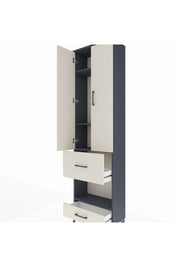 Arges Dolap 4 Raflı 2 Çekmeceli 2 Kapaklı 60x30x221 Antrasit-Aytaşı