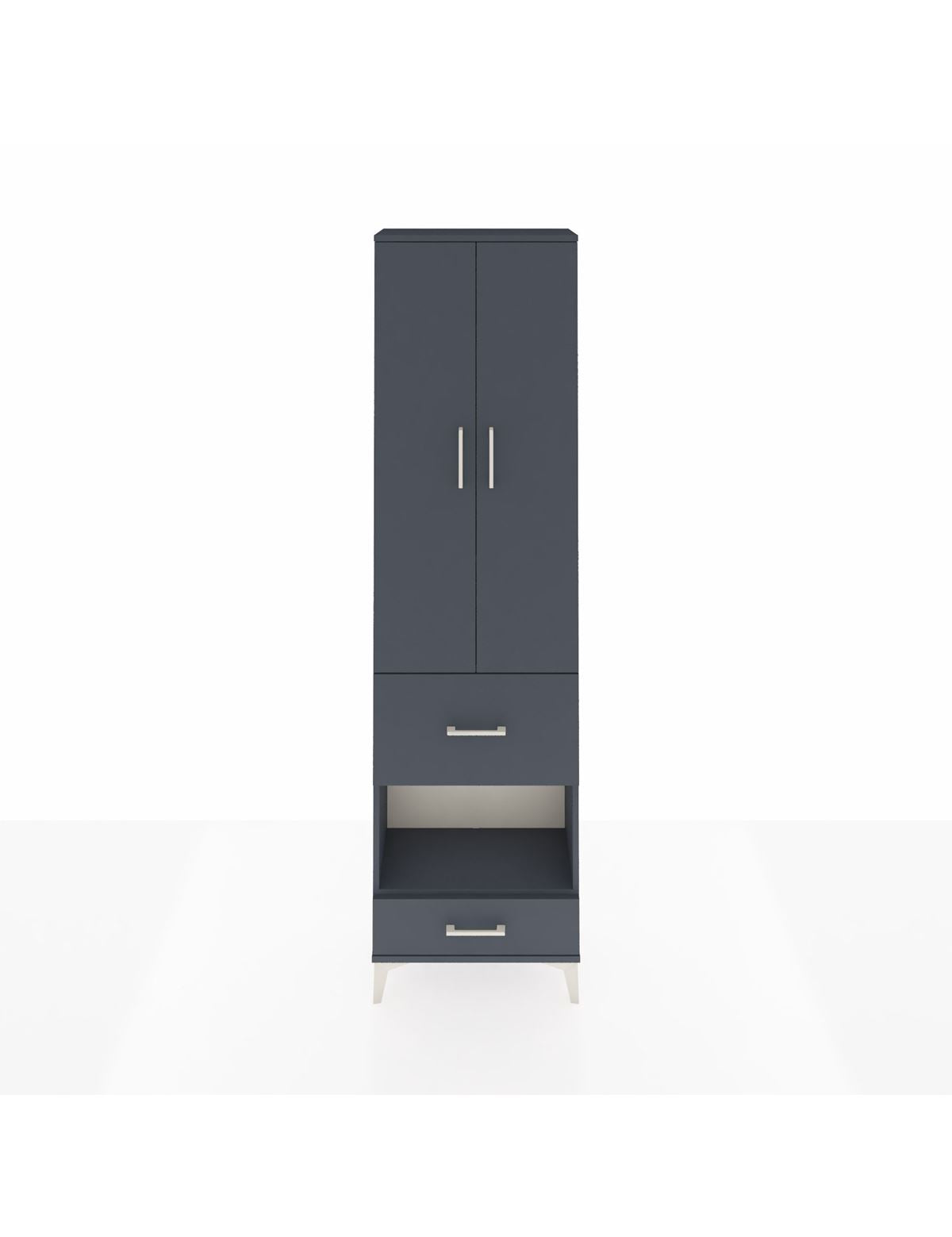 Arges Dolap 4 Raflı 2 Çekmeceli 2 Kapaklı 60x30x221 Antrasit-Antrasit