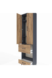 Arges Dolap 4 Raflı 2 Çekmeceli 2 Kapaklı 60x30x221 Antrasit-Çam