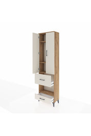 Arges Dolap 4 Raflı 2 Çekmeceli 2 Kapaklı 60x30x221 Çam-Aytaşı