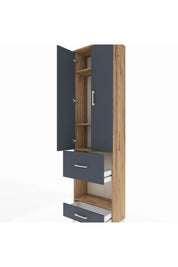 Arges Dolap 4 Raflı 2 Çekmeceli 2 Kapaklı 60x30x221 Çam-Antrasit