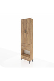 Arges Dolap 4 Raflı 2 Çekmeceli 2 Kapaklı 60x30x221 Çam-Çam