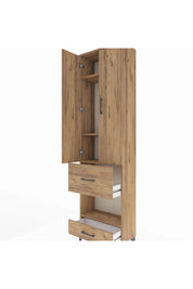 Arges Dolap 4 Raflı 2 Çekmeceli 2 Kapaklı 60x30x221 Çam-Çam