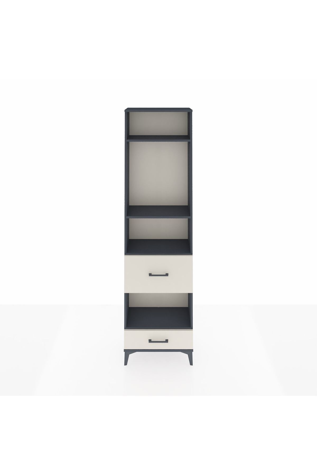 Arges Dolap 4 Raflı 2 Çekmeceli 60x30x221 Antrasit-Aytaşı