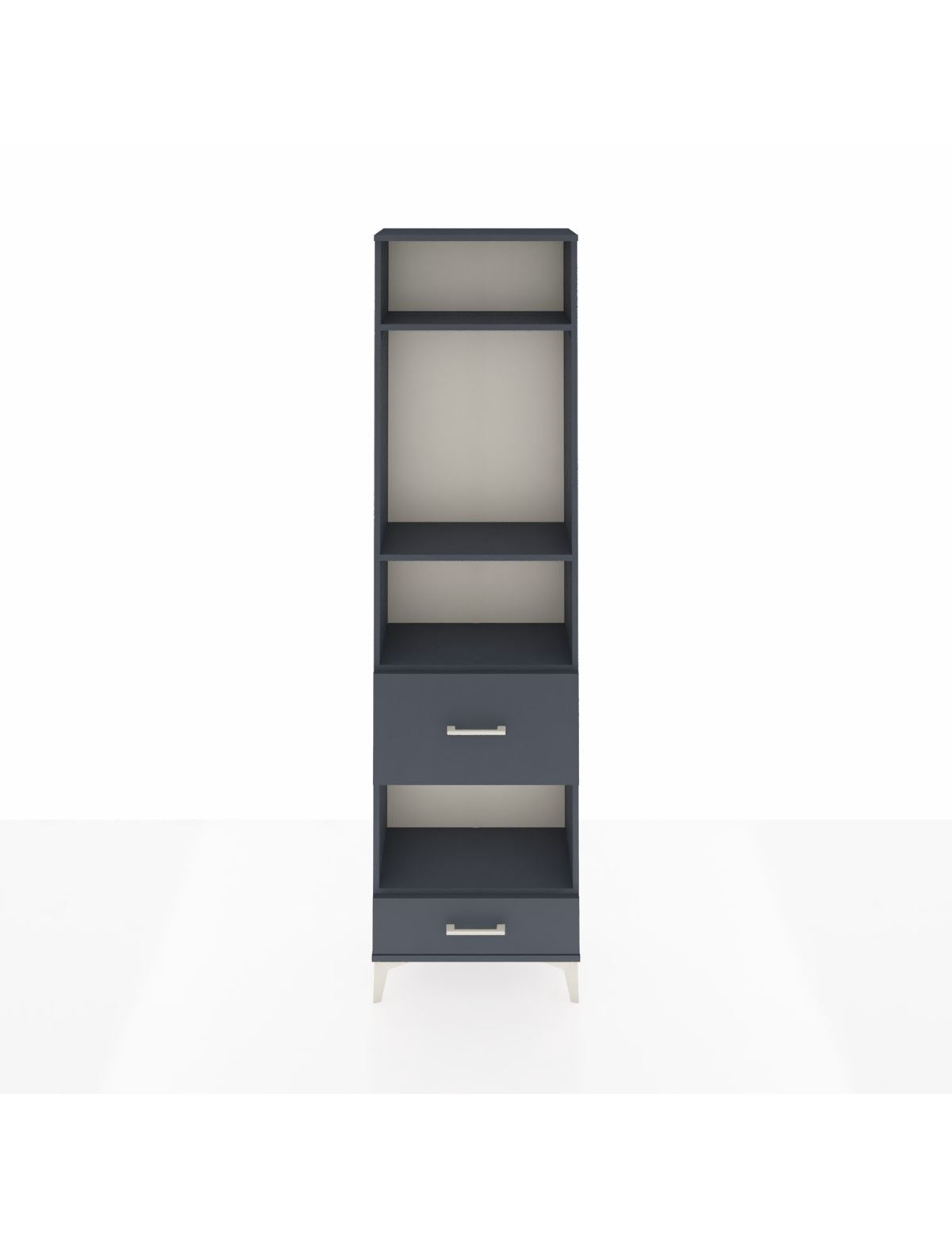 Arges Dolap 4 Raflı 2 Çekmeceli 60x30x221 Antrasit-Antrasit