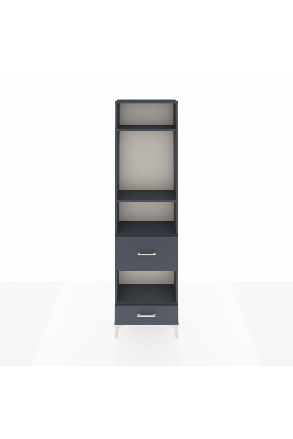 Arges Dolap 4 Raflı 2 Çekmeceli 60x30x221 Antrasit-Antrasit