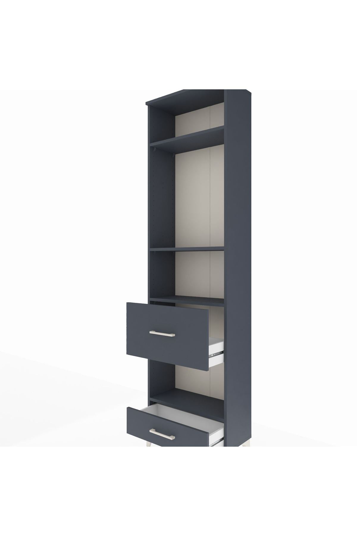 Arges Dolap 4 Raflı 2 Çekmeceli 60x30x221 Antrasit-Antrasit