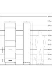 Arges Dolap 4 Raflı 2 Çekmeceli 60x30x221 Antrasit-Antrasit