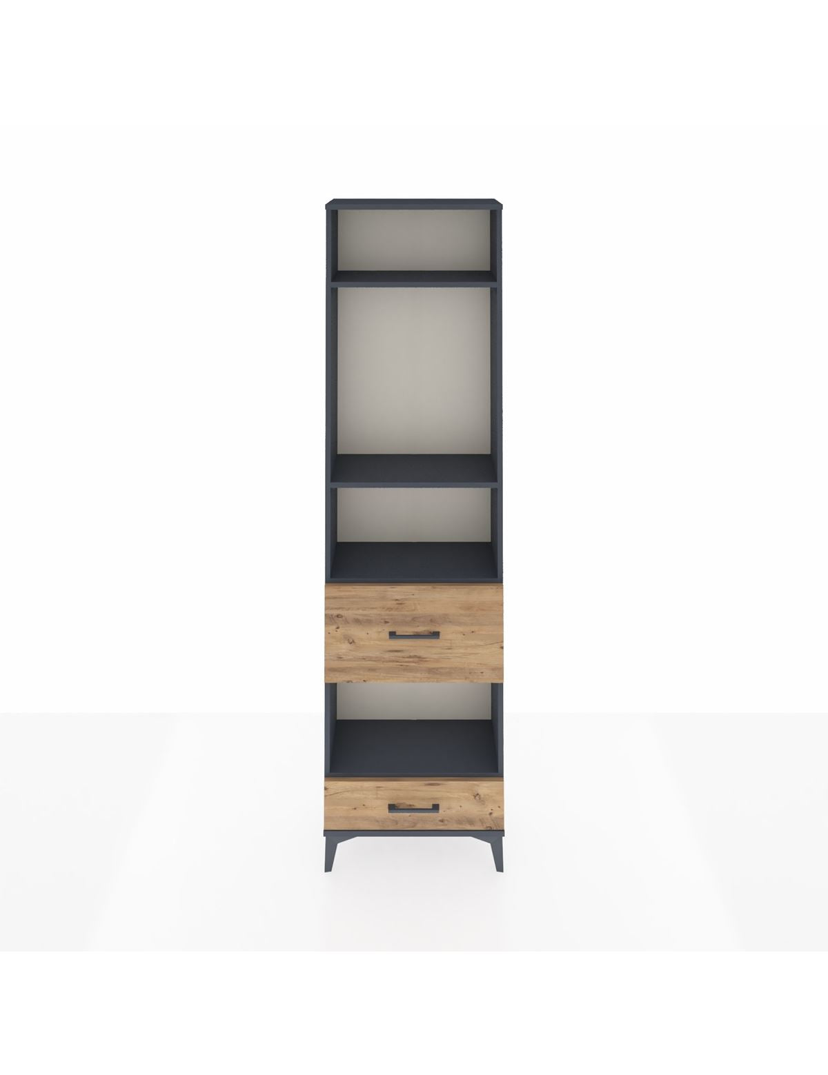 Arges Dolap 4 Raflı 2 Çekmeceli 60x30x221 Antrasit-Çam