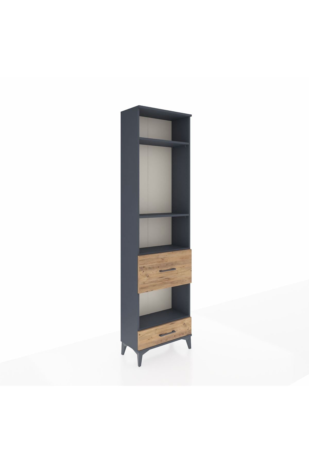 Arges Dolap 4 Raflı 2 Çekmeceli 60x30x221 Antrasit-Çam