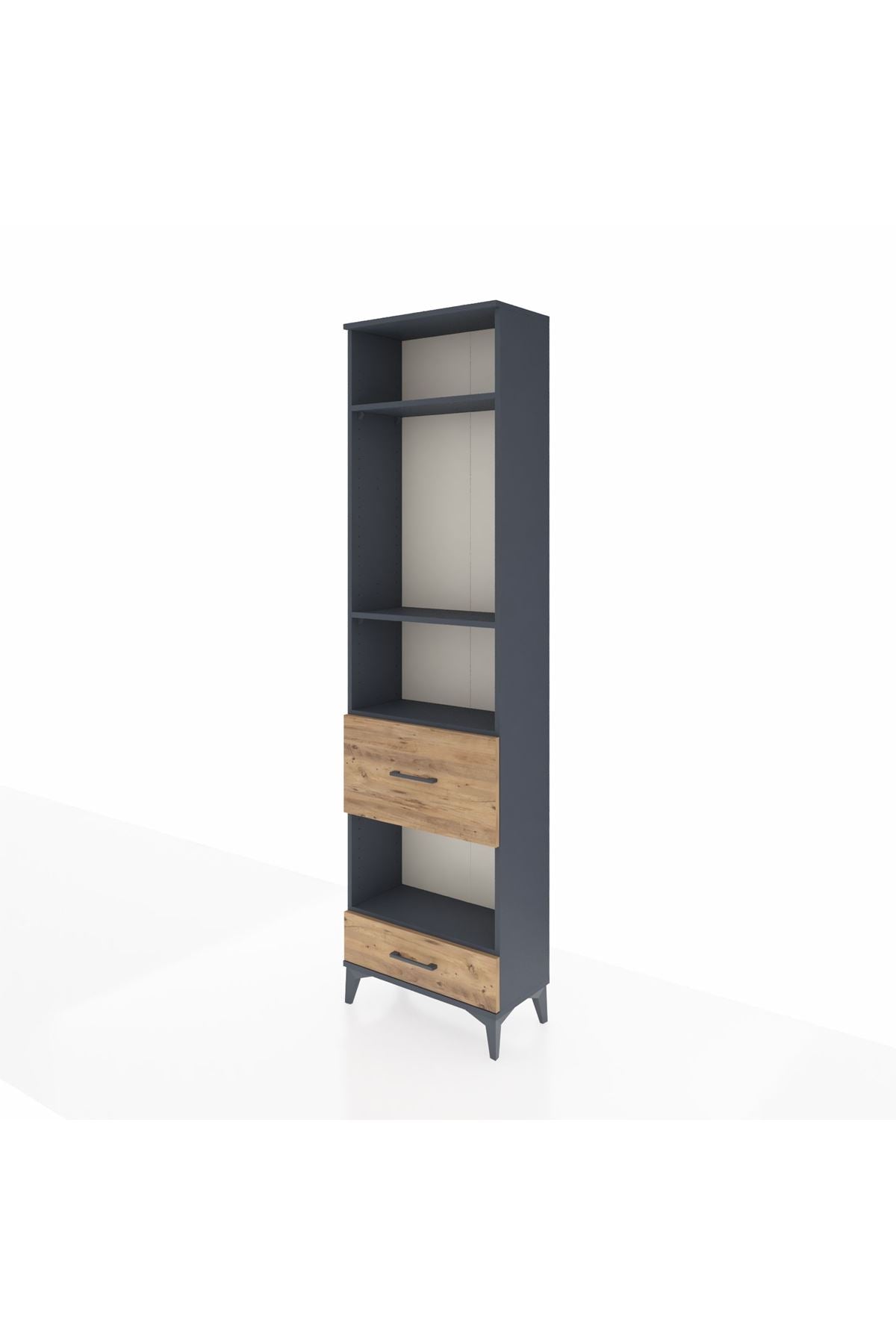 Arges Dolap 4 Raflı 2 Çekmeceli 60x30x221 Antrasit-Çam