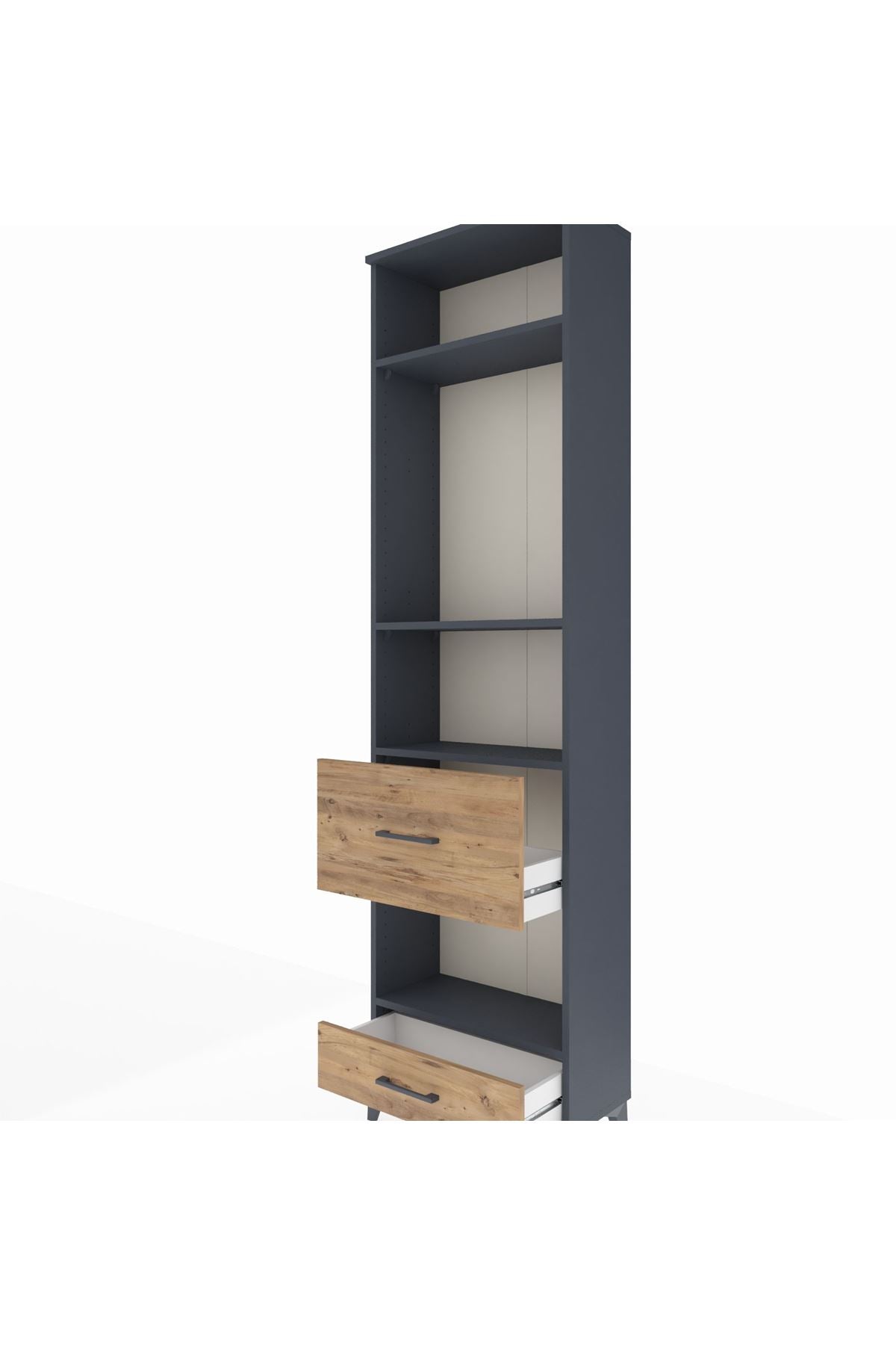 Arges Dolap 4 Raflı 2 Çekmeceli 60x30x221 Antrasit-Çam