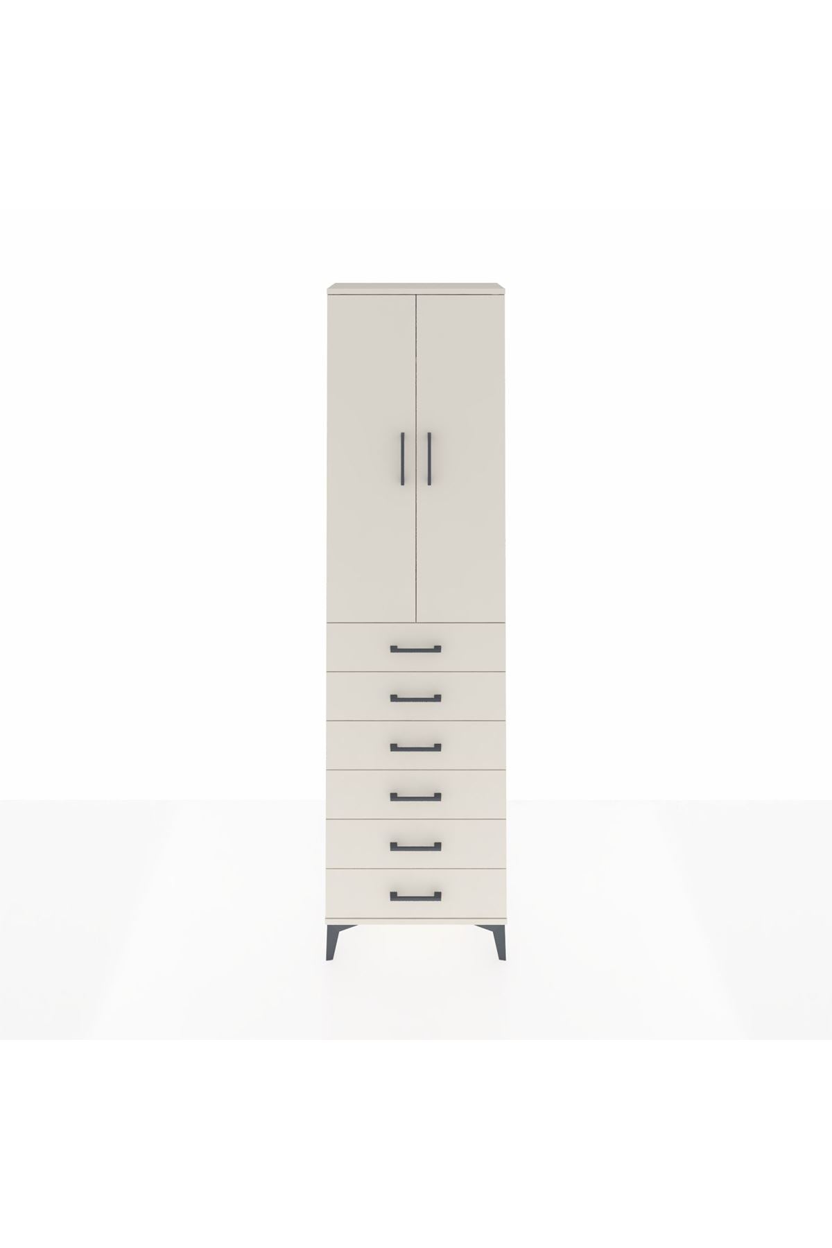 Arges Dolap 2 Raflı 6 Çekmeceli Tek Askılı 60x30x221 Aytaşı-Aytaşı