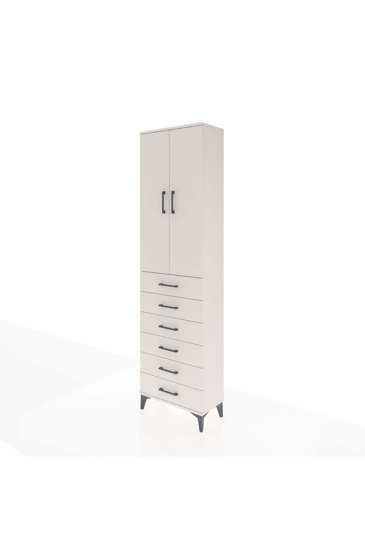 Arges Dolap 2 Raflı 6 Çekmeceli Tek Askılı 60x30x221 Aytaşı-Aytaşı